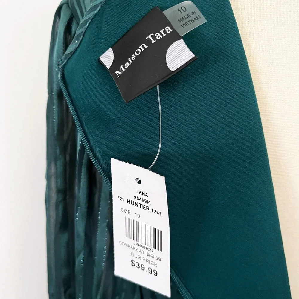 Maison Tara Deep Green Long Sleeve Dress - Picture 6 of 9